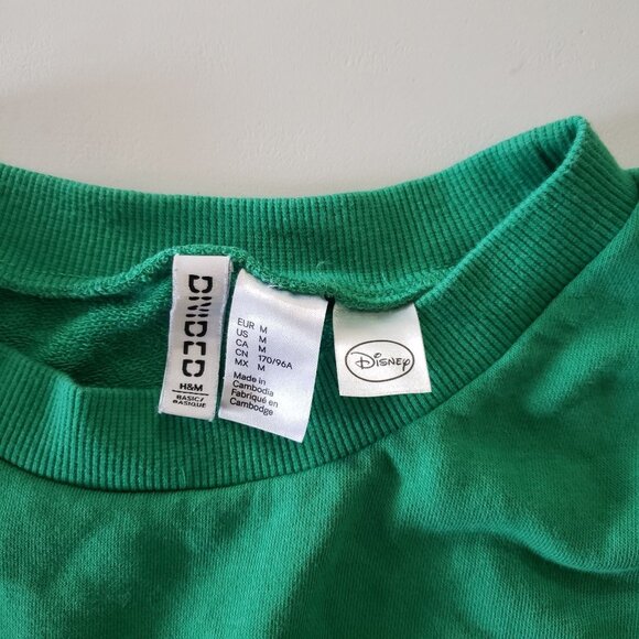 H&M Divided Disney Green Mickey Mouse Embroidered Pullover Sweater Size M Casual - Picture 5 of 8